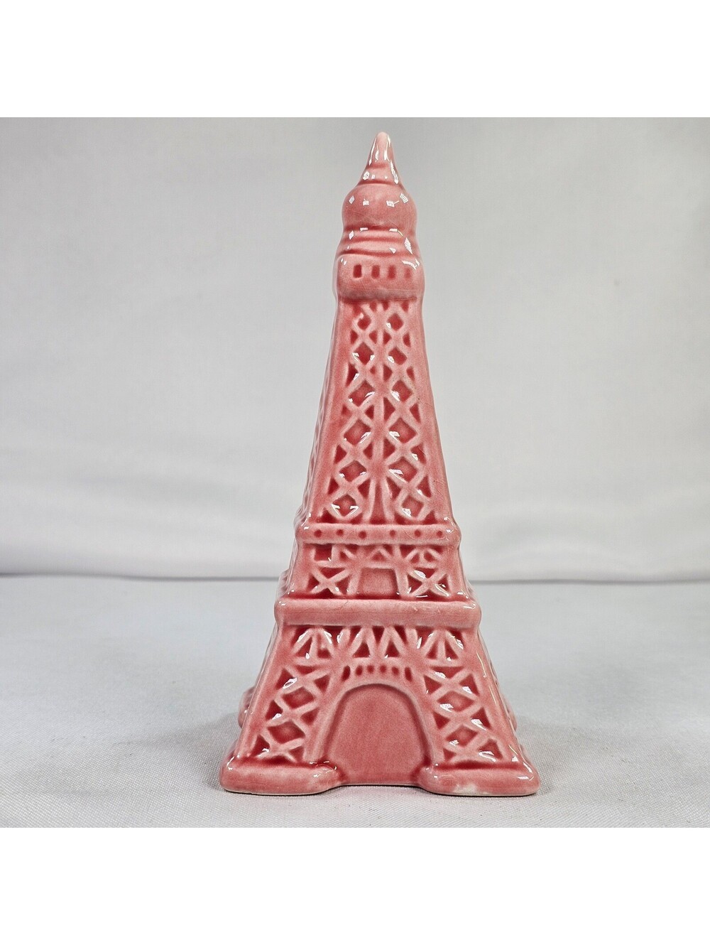 Pink Ceramic Eiffel Tower Figurine Paris Souvenir Home Decor 5.5 Inch
